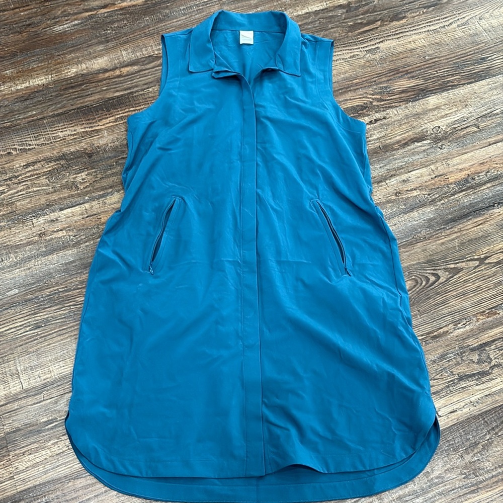 Sleeveless Teal Shirt Dress - Unbranded